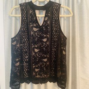 Black lace top w/ cream under lay